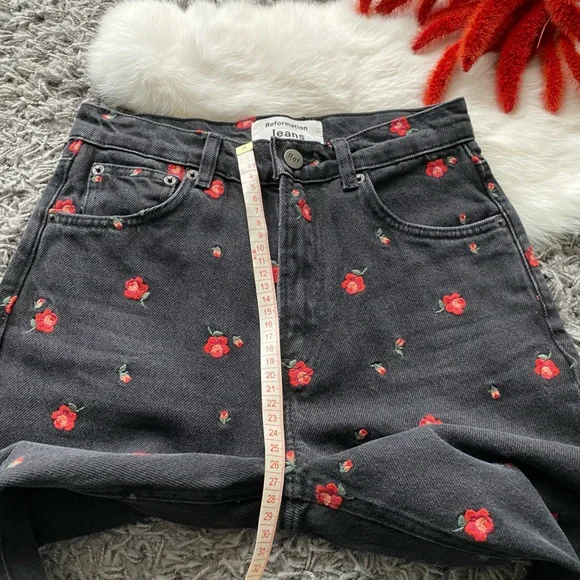 Reformation Floral Embroidered Straight Leg Jeans - Picture 10 of 11